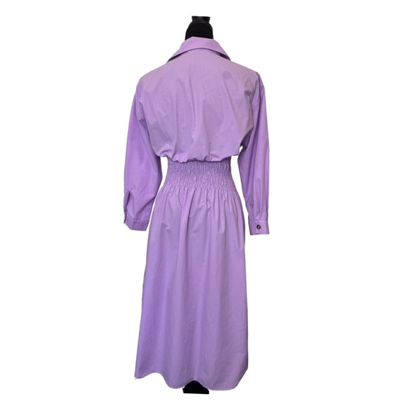 Zara Shirred Waist Midi Dress Lilac - Picture 3 of 12